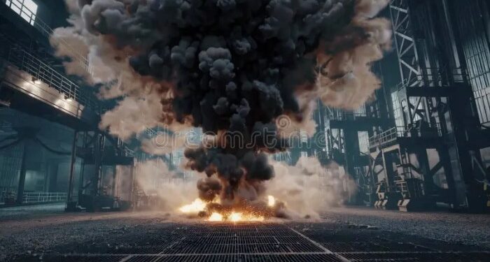 Warehouse explosion caused by machine failure